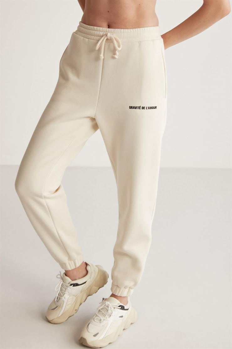 CARROLINE Örme Relaxed Vanilya Tekli Eşofman Altı