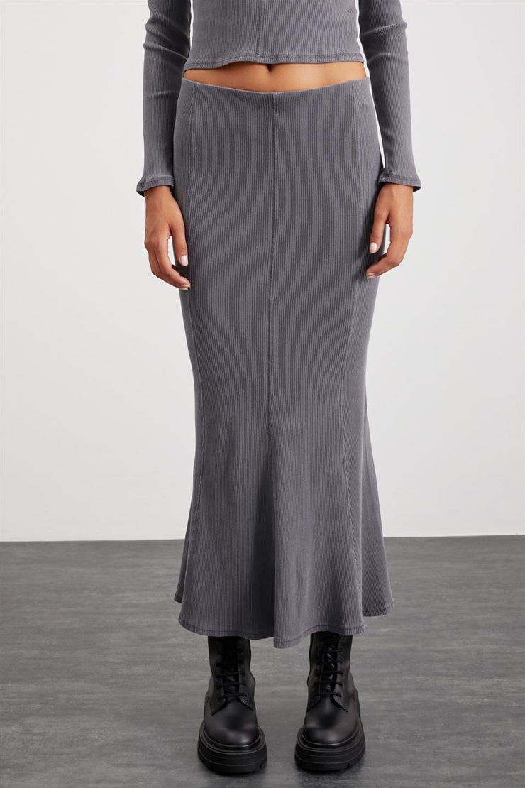 CATELINE  Relaxed Gri Tekli Etek