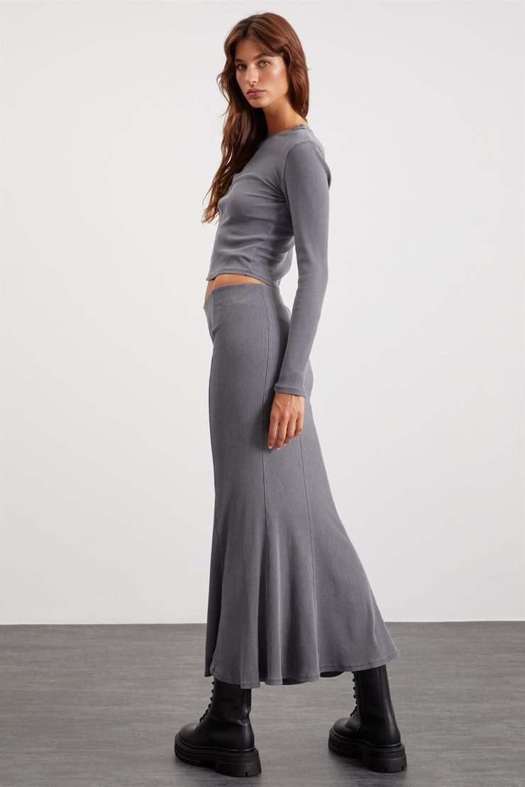 CATELINE  Relaxed Gri Tekli Etek