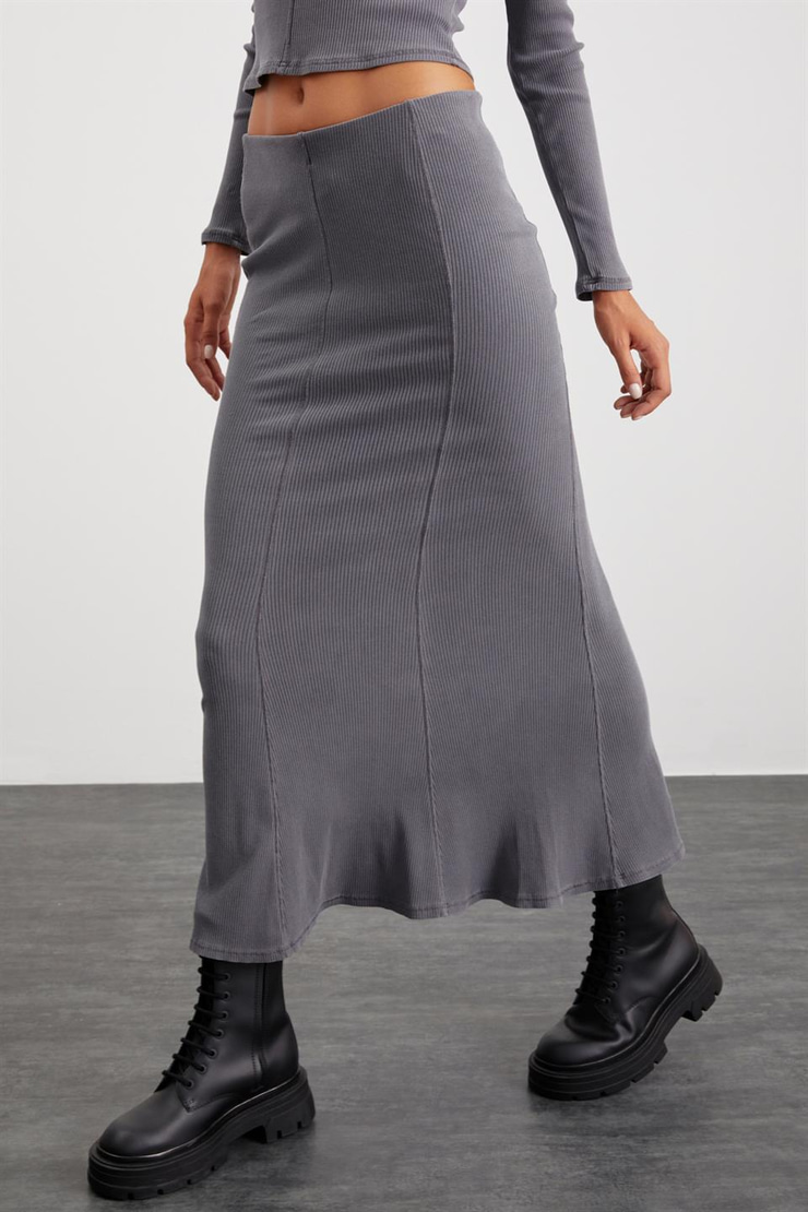 CATELINE  Relaxed Gri Tekli Etek