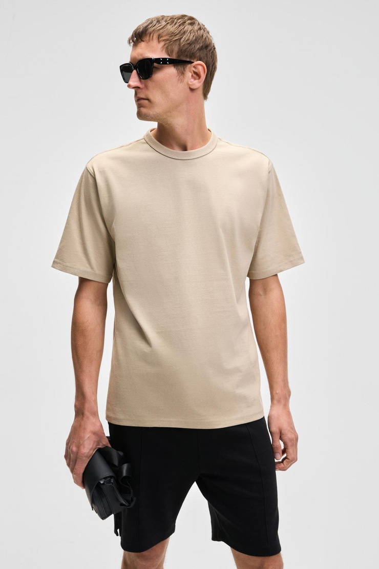 CATWALK Erkek %100 Pamuk Regular Fit Bej T-Shirt