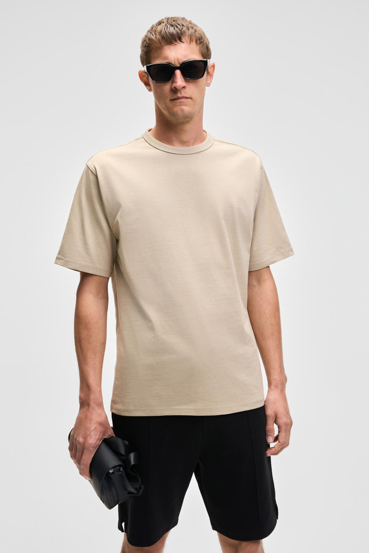 CATWALK Erkek %100 Pamuk Regular Fit Bej T-Shirt