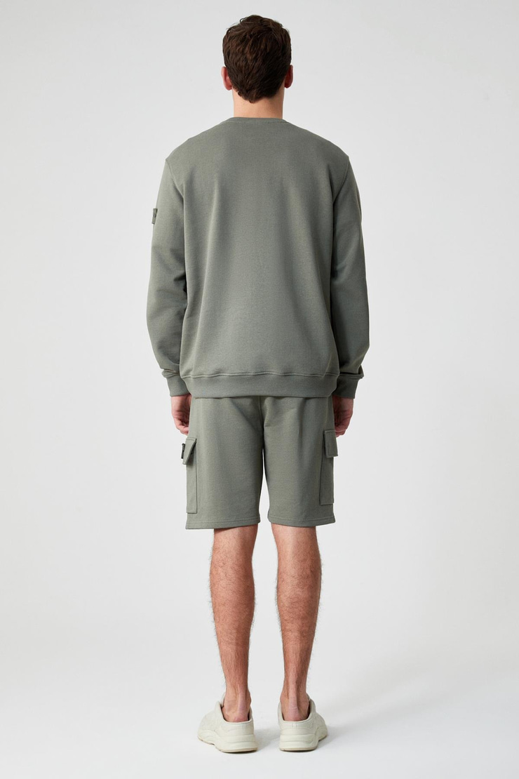 CERVINO Erkek Beli Lastikli Nakış Detaylı Kargo Cep Comfort Haki Şort