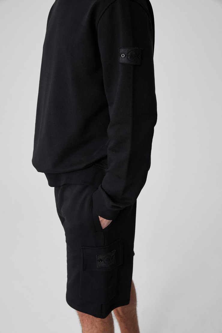 CERVINO Erkek Beli Lastikli Nakış Detaylı Kargo Cep Comfort Siyah Şort
