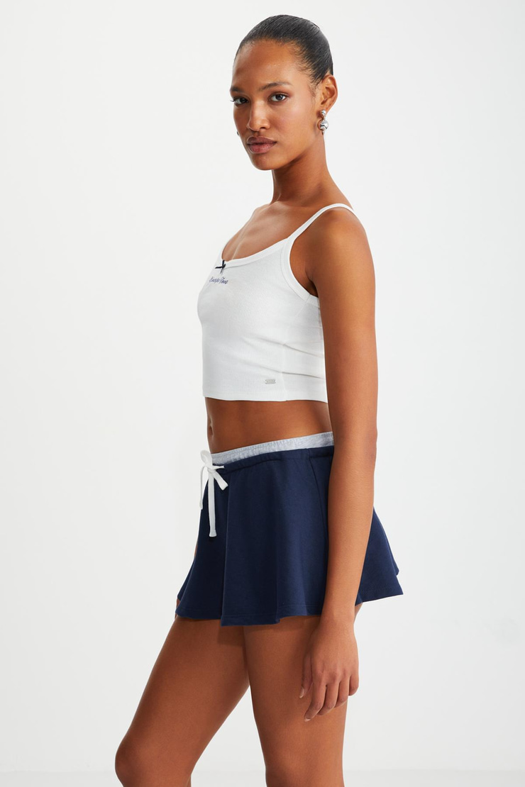 CERYS Slim Şort Etek Navy Tekli Şort