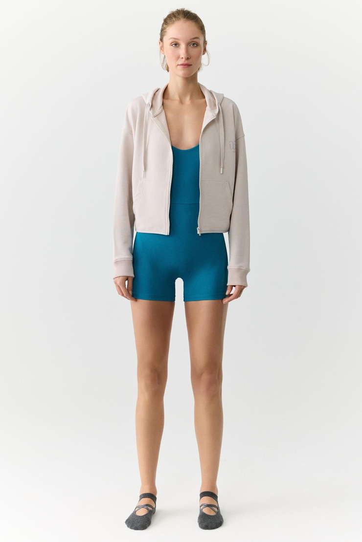 CHARISMA Kadın Kapüşonlu Relaxed Fermuarlı Baskı Detaylı Taş Rengi Sweatshirt