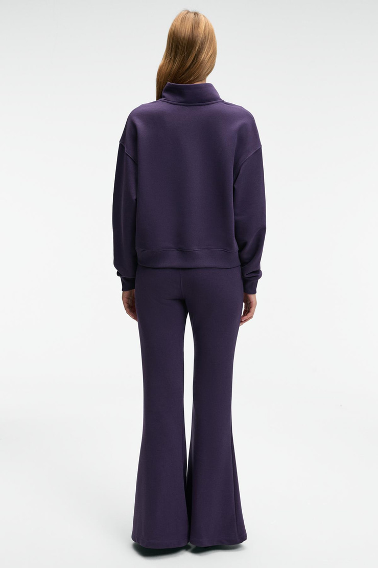 CIRELDA Kadın Nervürlü Çift Cepli Mor Eşofman Altı