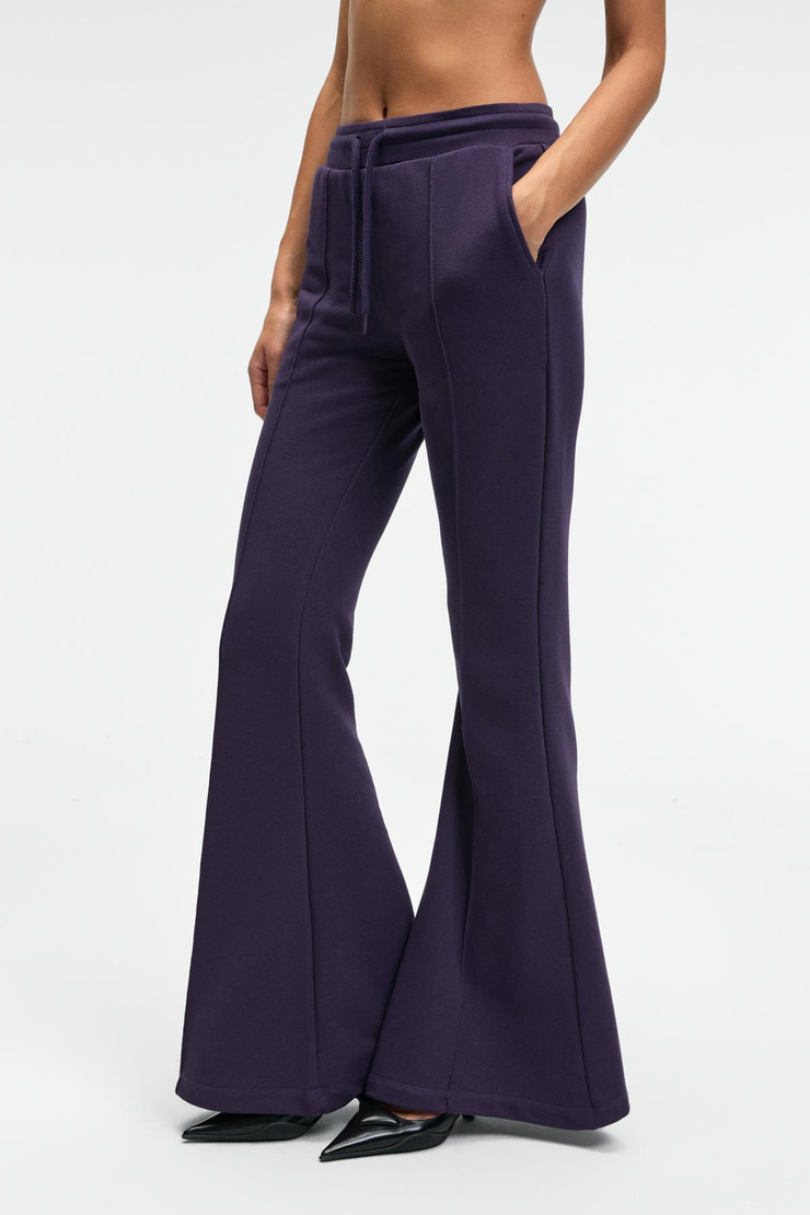 CIRELDA Kadın Nervürlü Çift Cepli Mor Eşofman Altı