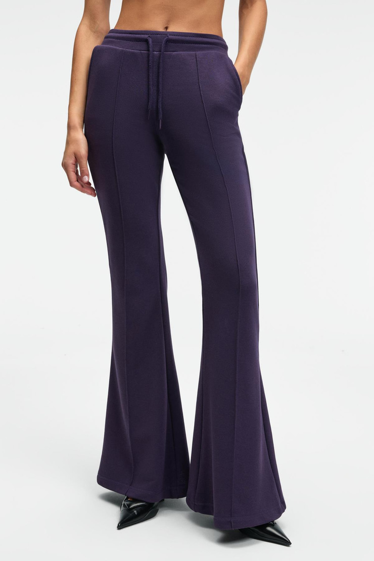 CIRELDA Kadın Nervürlü Çift Cepli Mor Eşofman Altı