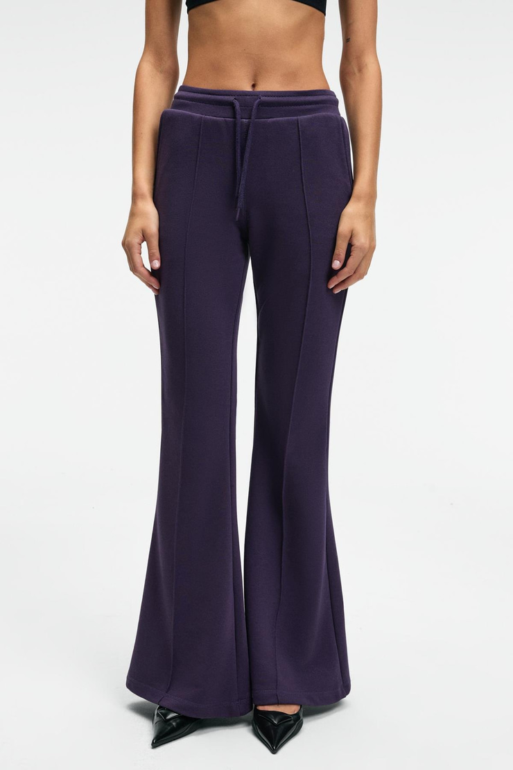 CIRELDA Kadın Nervürlü Çift Cepli Mor Eşofman Altı