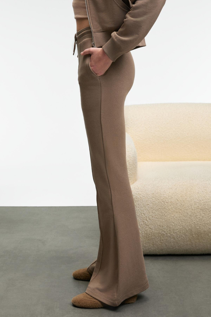 CIRELDA Kadın Nervürlü Çift Cepli Vizon Eşofman Altı