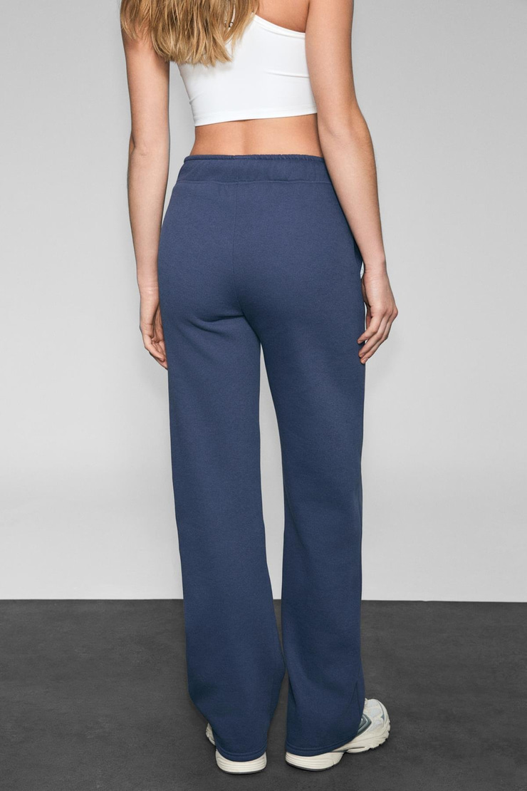 CLAYT Kadın Polarlı Ve Yumuşak Kumaşlı Çift Cepli Baskı Detaylı Relaxed Lacivert Eşofman Altı