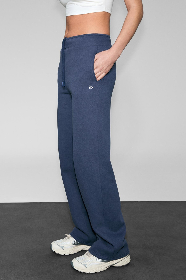 CLAYT Kadın Polarlı Ve Yumuşak Kumaşlı Çift Cepli Baskı Detaylı Relaxed Lacivert Eşofman Altı