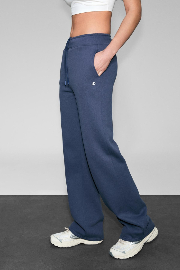 CLAYT Kadın Polarlı Ve Yumuşak Kumaşlı Çift Cepli Baskı Detaylı Relaxed Lacivert Eşofman Altı