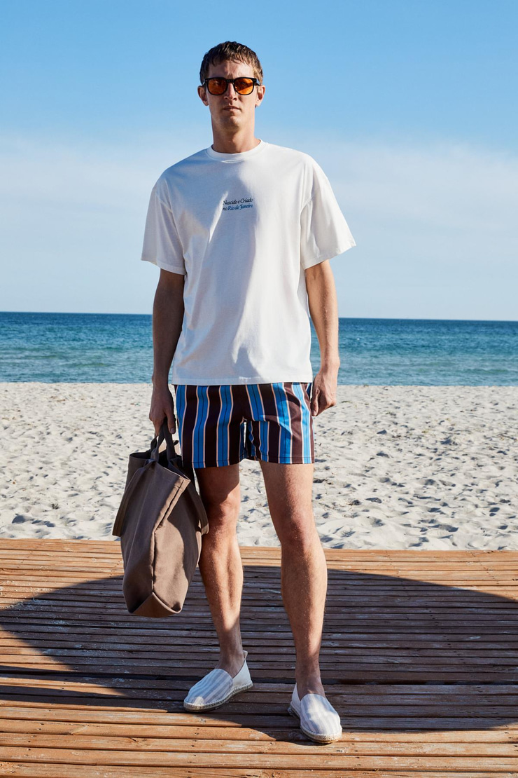 COPACABANA Erkek Ön Arka Baskı Detaylı %100 Organik Pamuk Oversize Kısa Kollu Beyaz T-Shirt