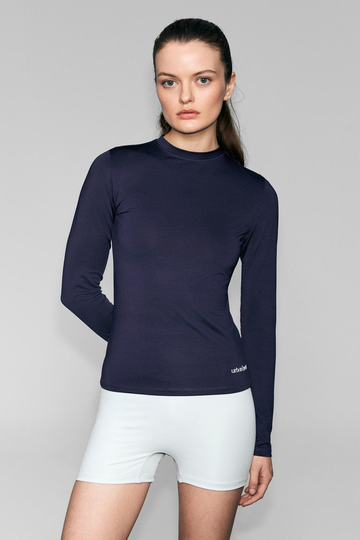 COREX Kadın Yuvarlak Yakalı Baskı Detaylı Slim Fit Uzun Kollu Spor Mor T-Shirt