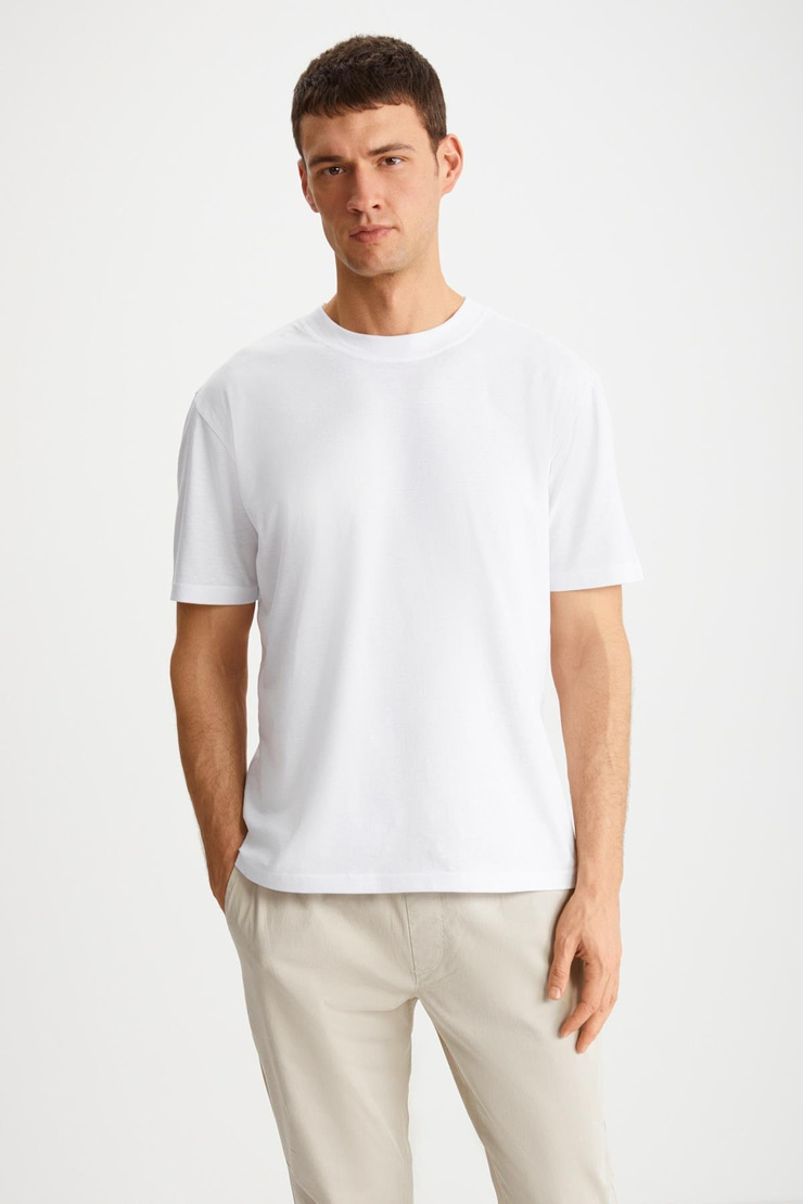 CULTIVATED Erkek 3'lü Kalın Dokulu Regular %100 Organik Pamuk Syh-Byz-Saks T-Shirt