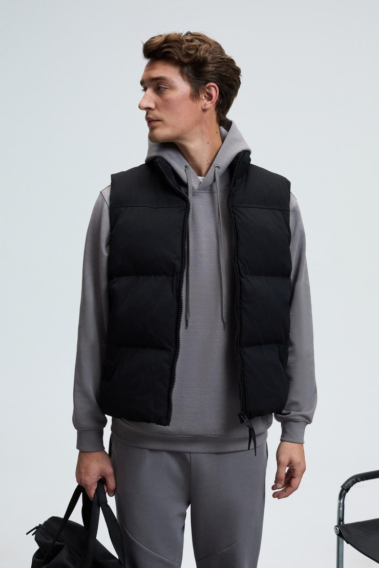 DASHIELL Erkek Kapüşonlu Kordonlu Önü Baskılı Koyu Gri Sweatshirt