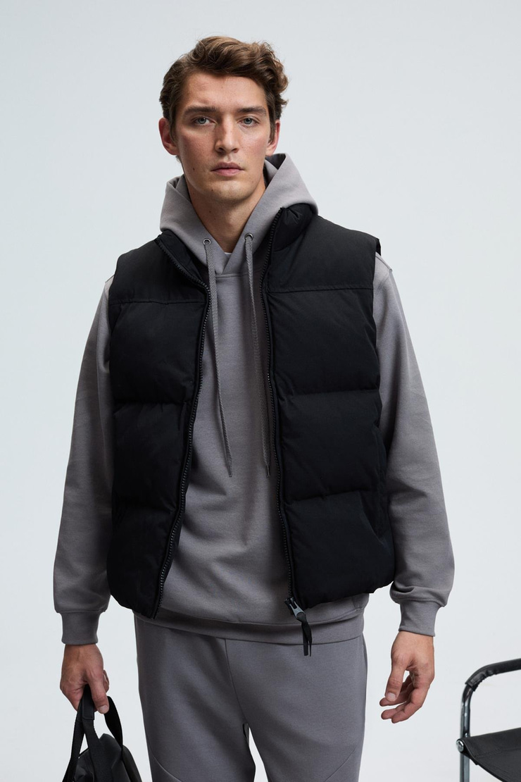 DASHIELL Erkek Kapüşonlu Kordonlu Önü Baskılı Koyu Gri Sweatshirt