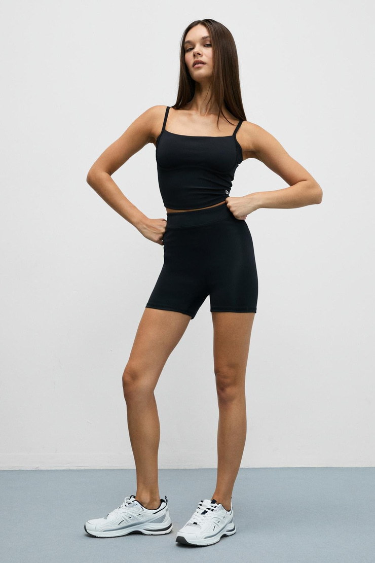 DASHOR Kadın Esnek Ve Yumuşak Kumaşlı Spor Kısa Siyah Tayt