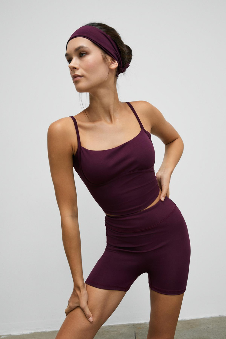 DASHOR Kadın Esnek Ve Yumuşak Kumaşlı Spor Kısa Bordo Tayt