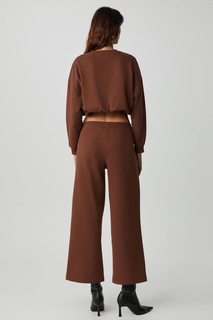 DEWANNA Kadın Uzun Kollu Crop Acı Kahve Eşofman Takımı