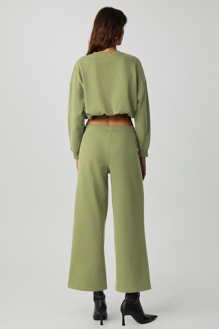 DEWANNA Kadın Uzun Kollu Crop Yeşil Eşofman Takımı