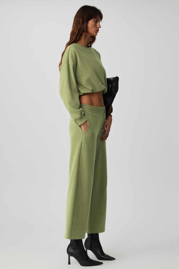 DEWANNA Kadın Uzun Kollu Crop Yeşil Eşofman Takımı