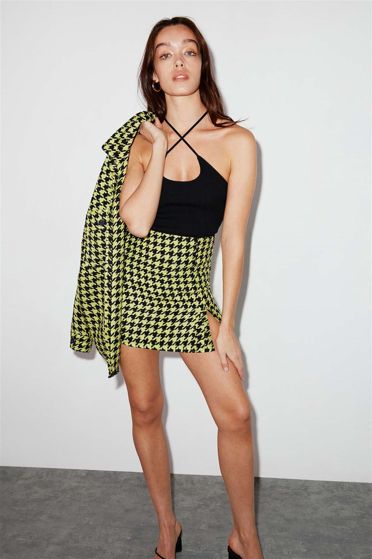 DIA Dokuma Slim Fit Yeşil  Etek