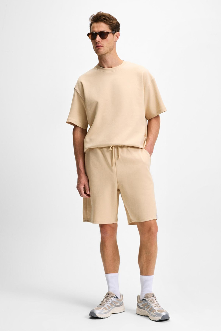 DONYEL Erkek Bisiklet Yaka Kısa Kol Regular Bej T-Shirt