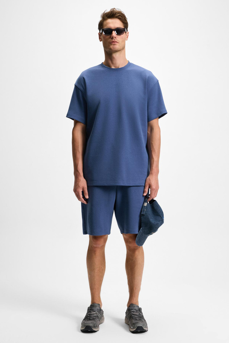 DONYEL Erkek Bisiklet Yaka Kısa Kol Regular İndigo T-Shirt