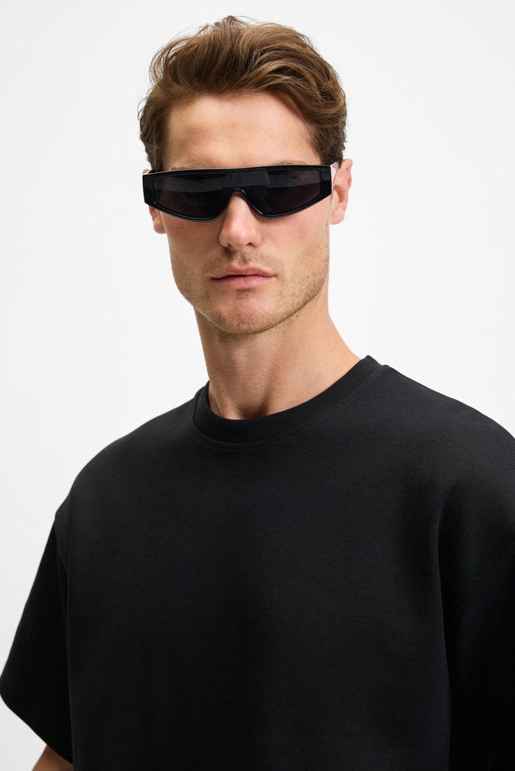 DONYEL Erkek Bisiklet Yaka Kısa Kol Regular Siyah T-Shirt