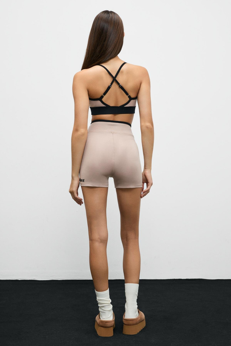 DOSHORIX Kadın Esnek Ve Yumuşak Dokulu Kontrast Biyeli Kısa Vizon Tayt