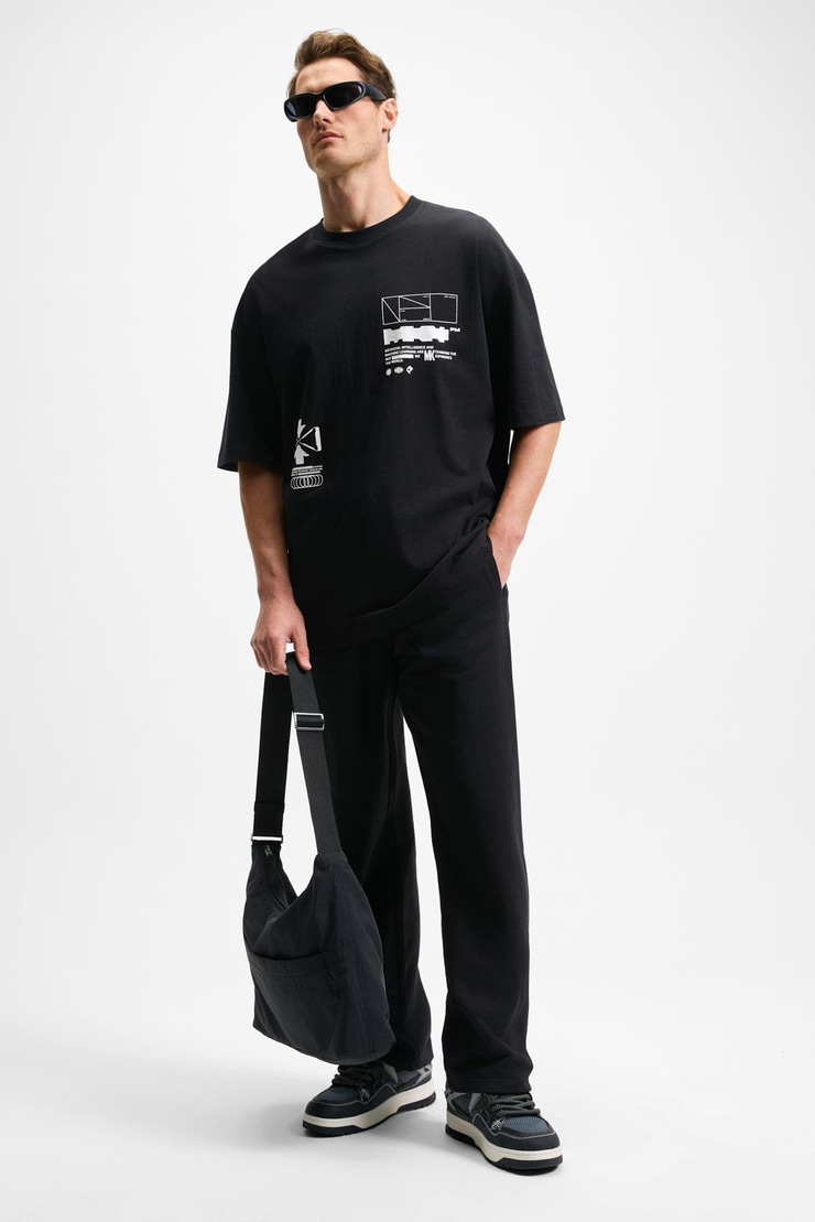 DOTTI Erkek Beli Lastikli Kordonlu Yanları Cepli Relaxed Fit Siyah Eşofman Altı