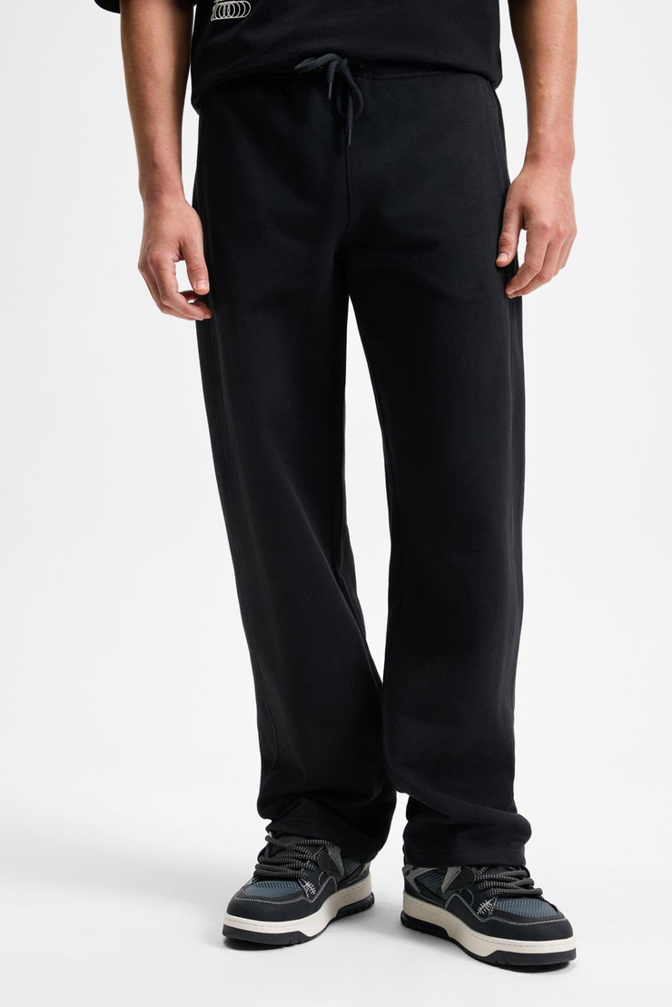 DOTTI Erkek Beli Lastikli Kordonlu Yanları Cepli Relaxed Fit Siyah Eşofman Altı