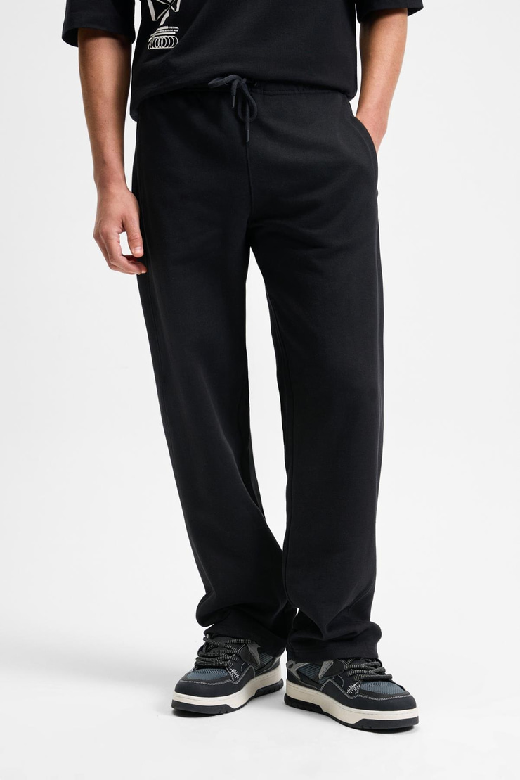 DOTTI Erkek Beli Lastikli Kordonlu Yanları Cepli Relaxed Fit Siyah Eşofman Altı