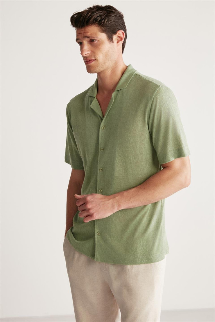 DOUG Örme Regular Yeşil Tekli Gömlek