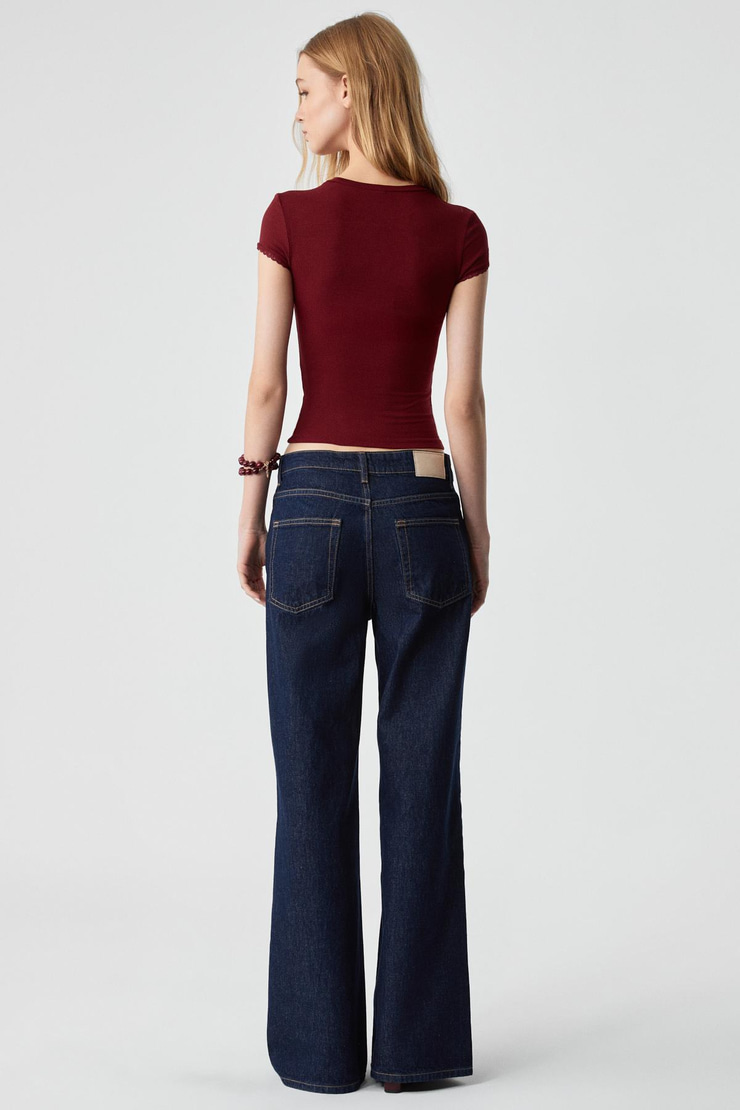 DULCE Kadın Slim Fit Kısa Kollu Kiremit Rengi T-Shirt