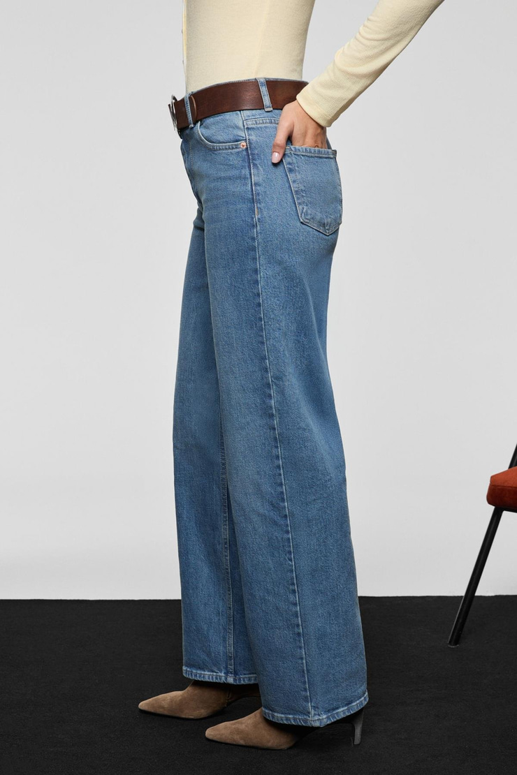 DUNA Kadın %100 Pamuk Straıght Fıt Denim Mavi Jeans