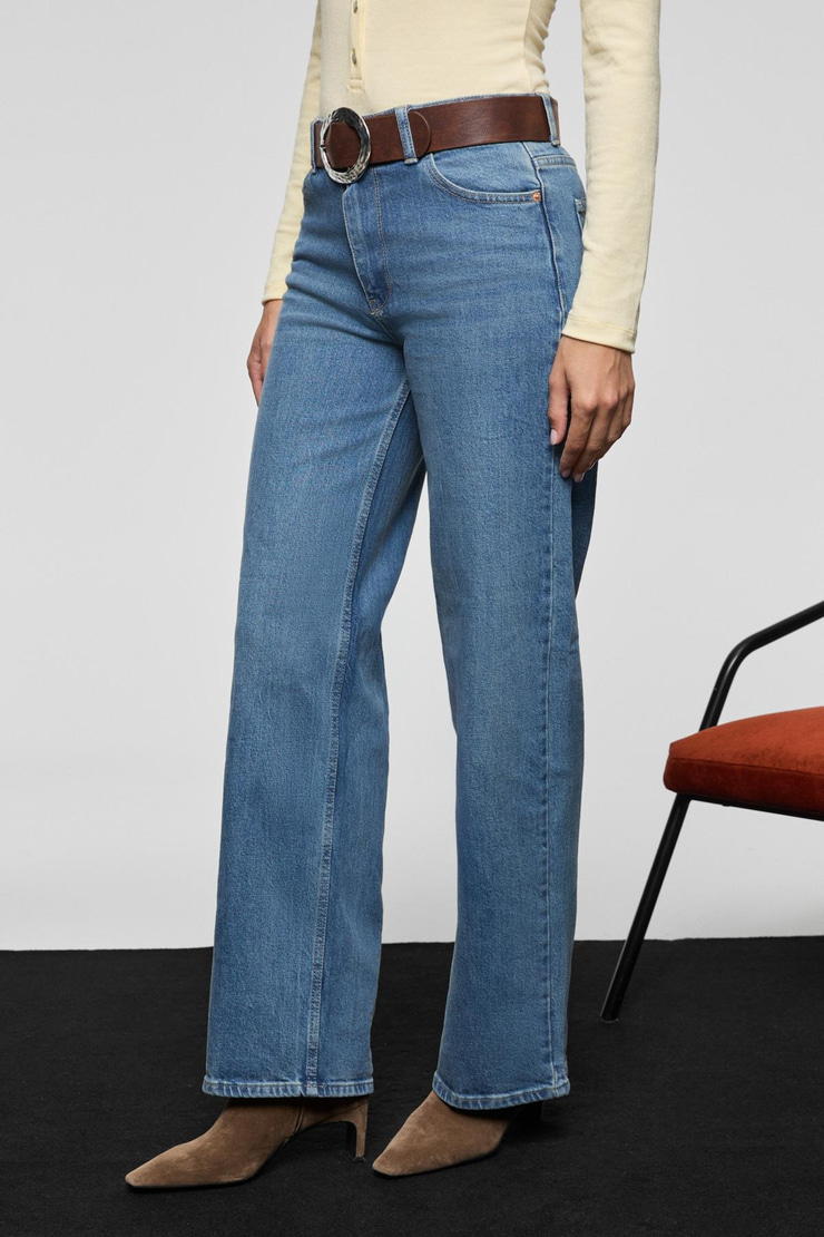 DUNA Kadın %100 Pamuk Straıght Fıt Denim Mavi Jeans