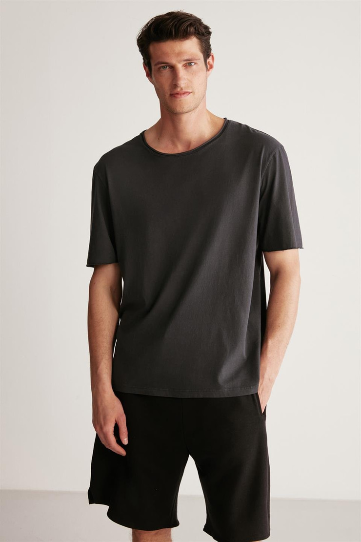 DUSTIN Örme Relaxed Siyah Tekli Şort