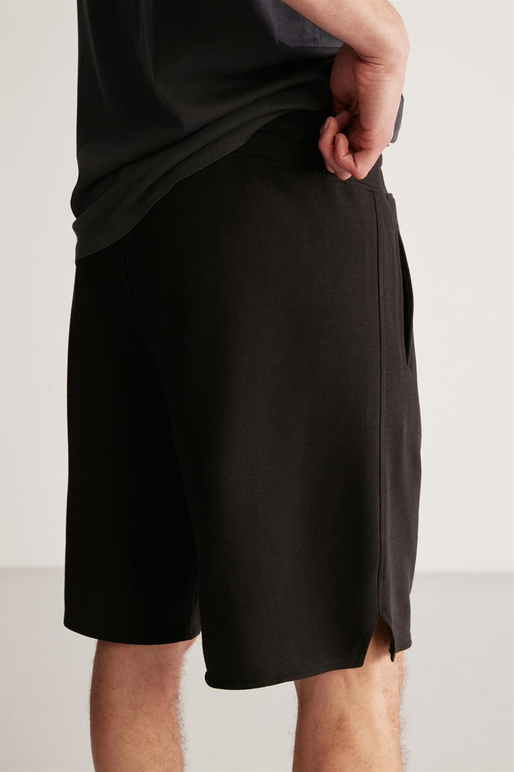 DUSTIN Örme Relaxed Siyah Tekli Şort