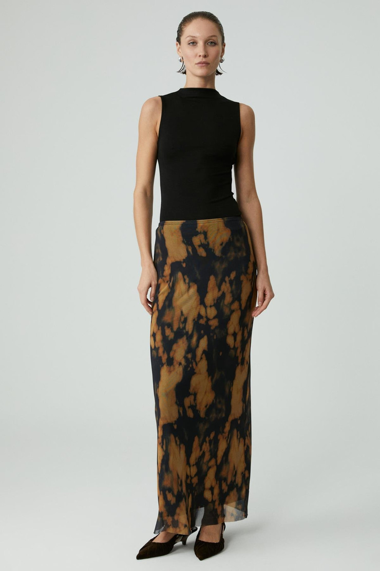 EDONA Kadın Desenli Uzun Astarlı Desenli Etek