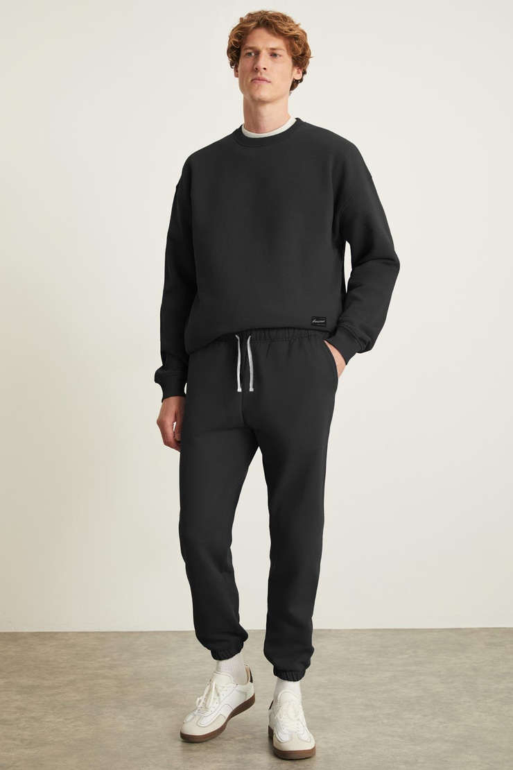 EITAN Relaxed Relaxed Siyah Tekli Eşofman Takımı