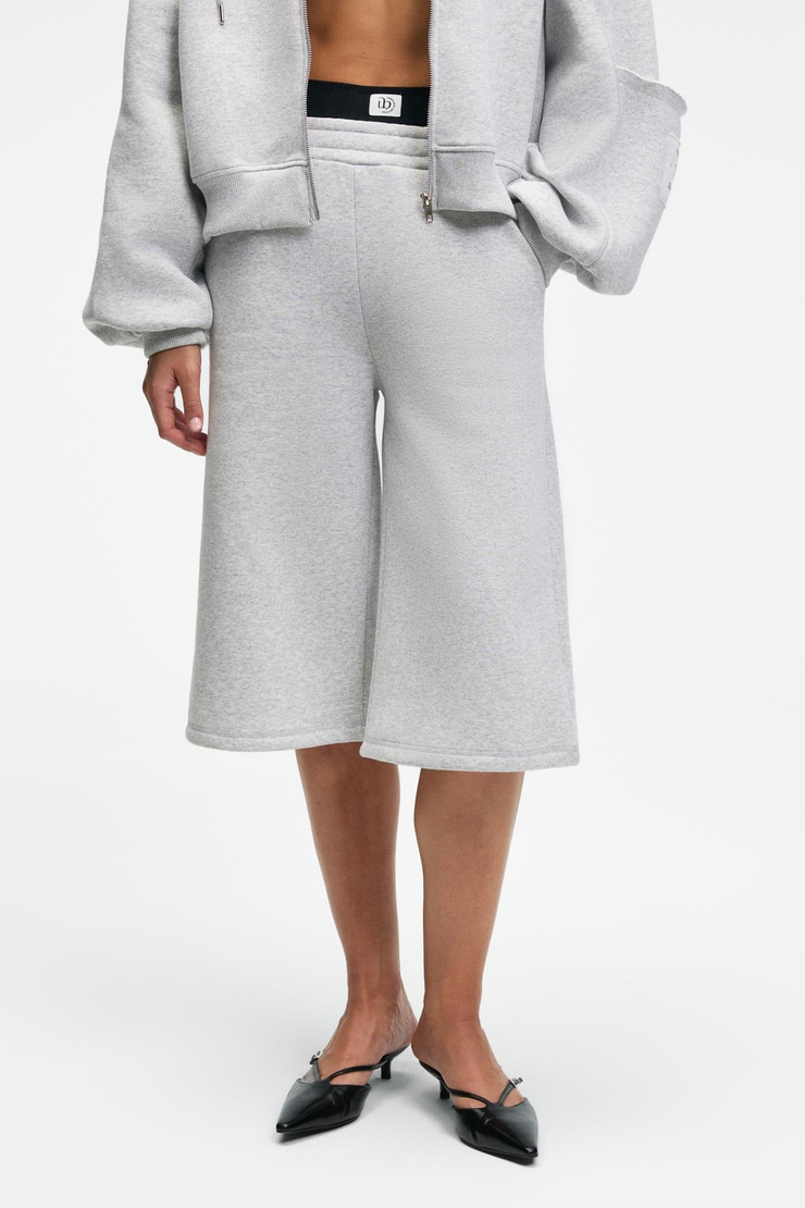 ELPIHRA Kadın Oversize Beli Lastikli Çift Cepli Grimelanj Şort & Bermuda