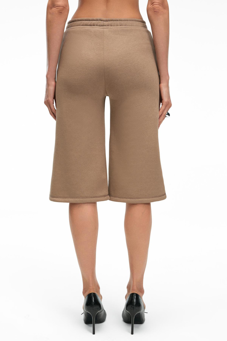 ELPIHRA Kadın Oversize Beli Lastikli Çift Cepli Vizon Şort & Bermuda