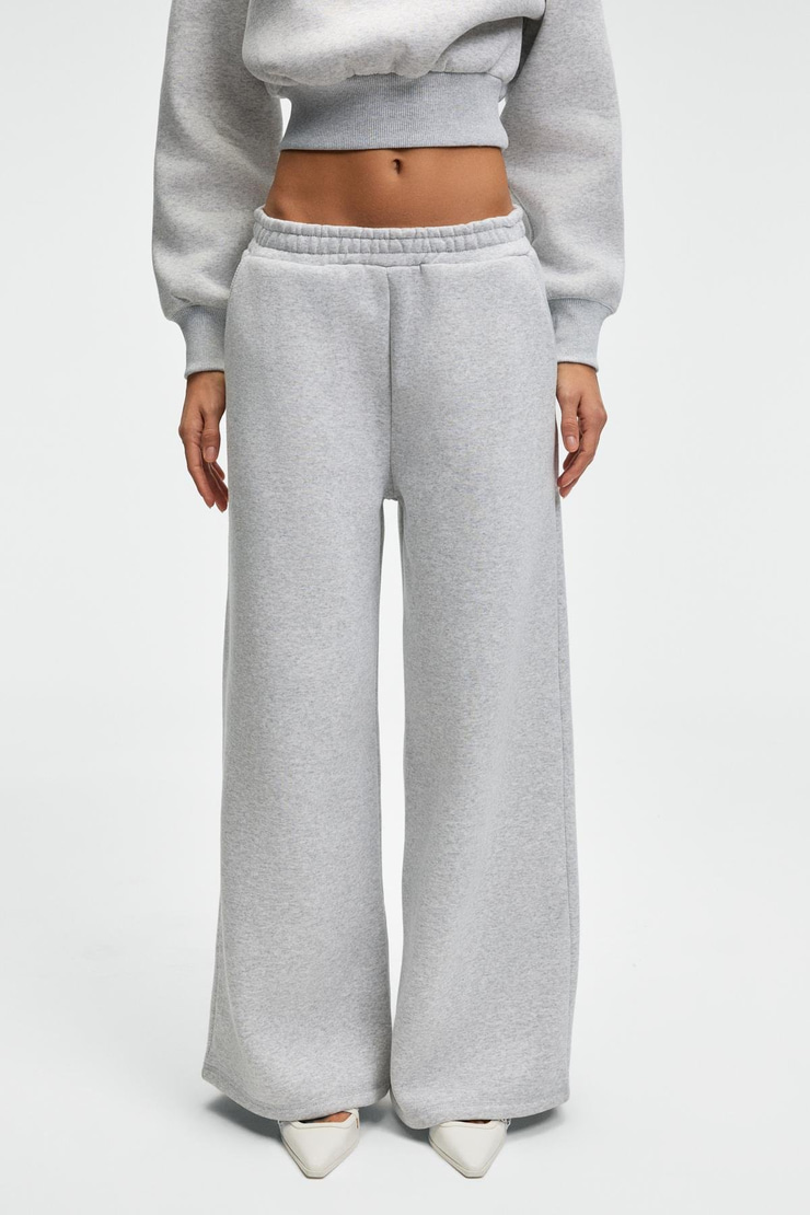 ENAVIE Kadın Oversize Beli Lastikli Çift Cepli Grimelanj Eşofman Altı