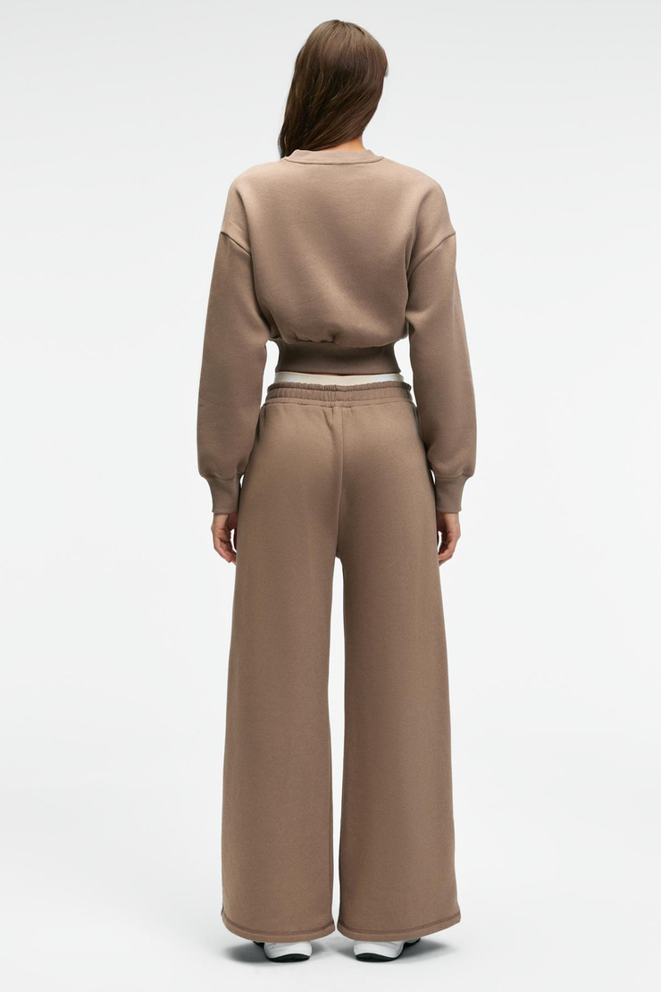 ENAVIE Kadın Oversize Beli Lastikli Çift Cepli Vizon Eşofman Altı