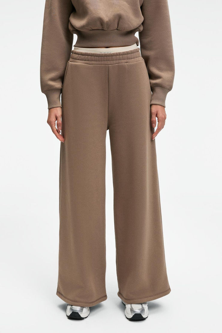 ENAVIE Kadın Oversize Beli Lastikli Çift Cepli Vizon Eşofman Altı