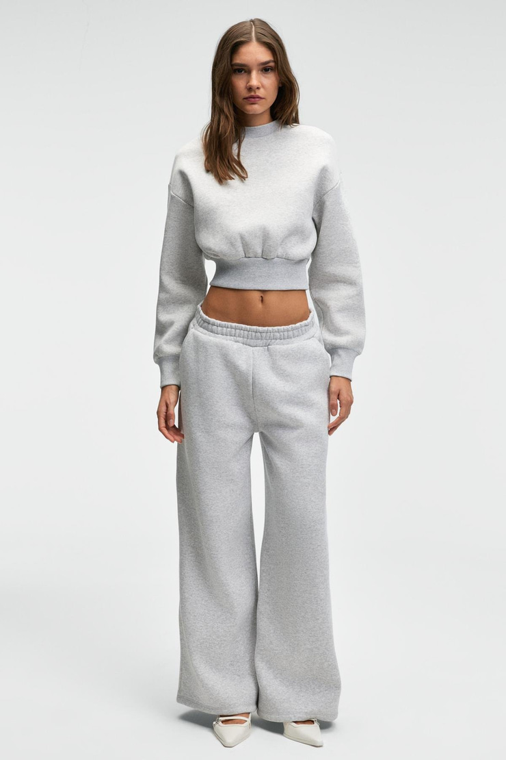 ENAVIE Kadın Oversize Beli Lastikli Çift Cepli Grimelanj Eşofman Altı